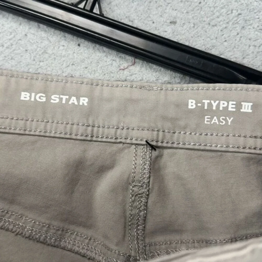 Big Star Khaki Pants Mens 40X32 Gray B Type 3 Flat Front Casual Stretch 5 Pocket